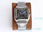 Swiss Grade Replica Cartier Santos Stainless Steel Blue Dial Watch 40mm